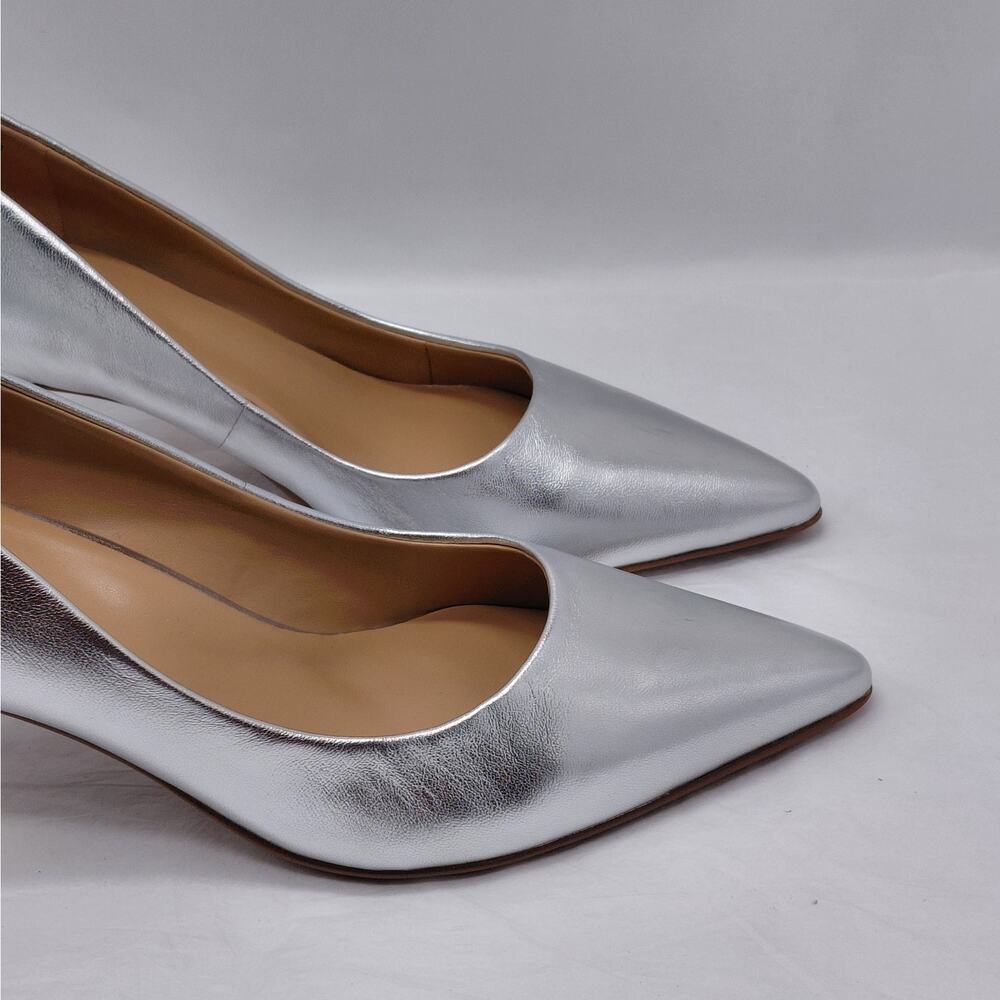 Naturalizer Women's Pumps Size 8.5M Silver Metallic Leather Pointed Toe Heels - Picture 9 of 16